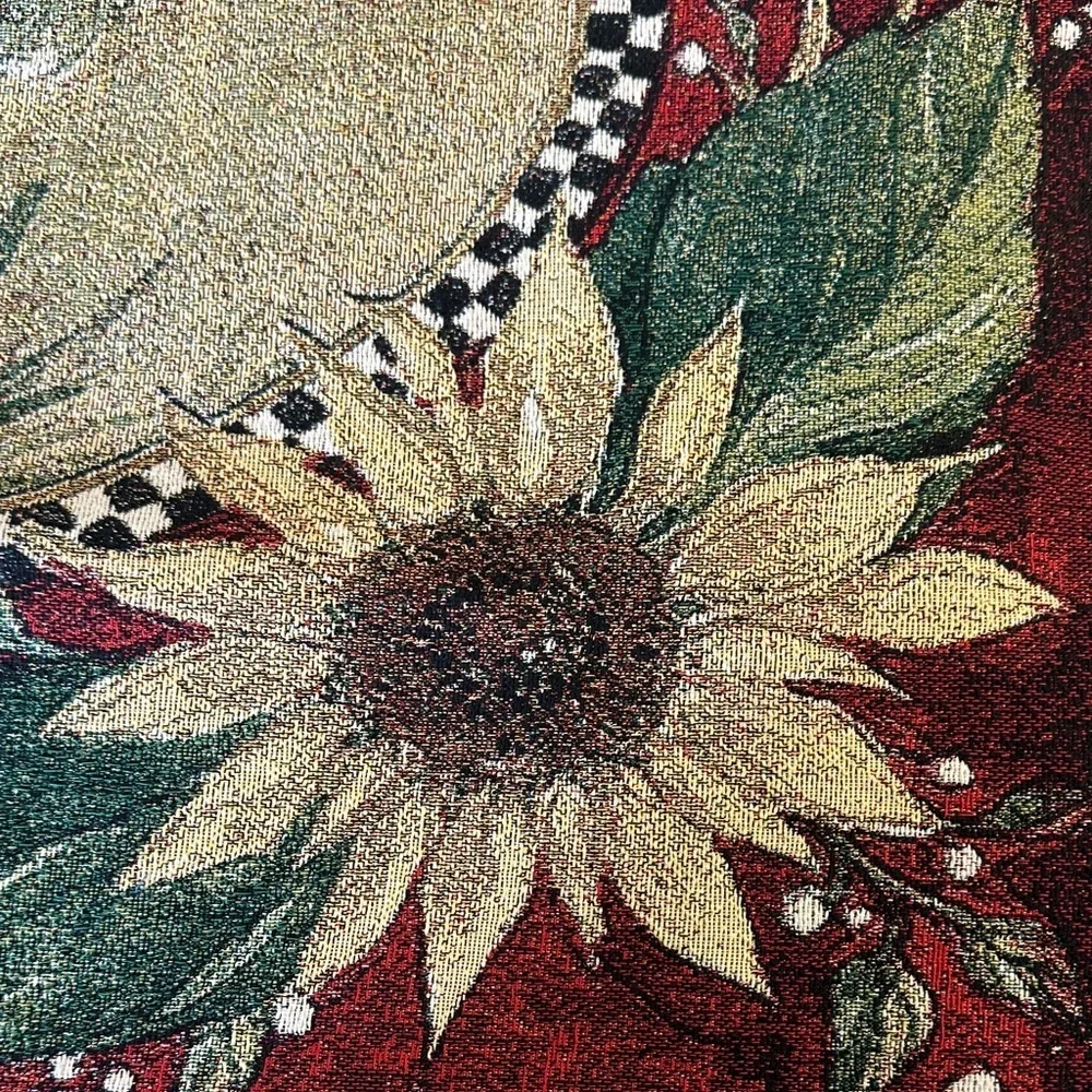 Sally Eckman Roberts Rooster Tapestry Wall Hanging 33x36 Farmhouse Sunflower